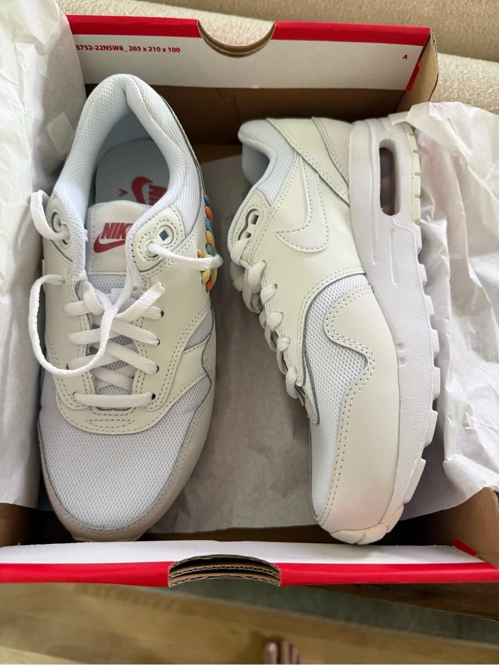 Nike Air Max 1 SE GS 4Y White Multi Color Embroidered FN4782-100 NEW